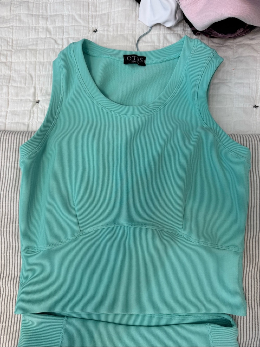 Women's Mint Green crop top and Bike Shorts - High-Waist Activewear - Picture 2 of 7